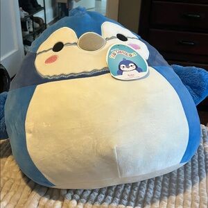 Squishmallows Blue and Cream Plush Penguin